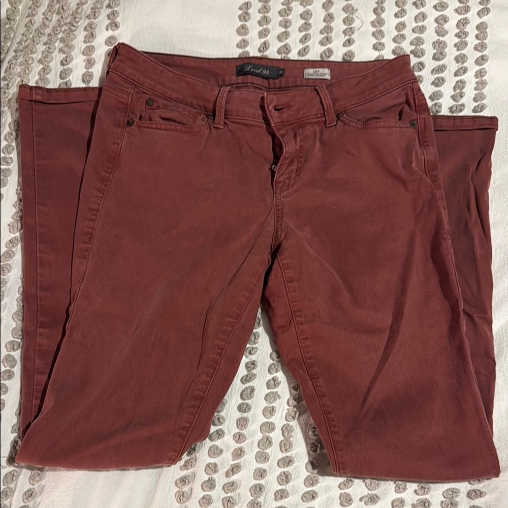 Level 99 Brick Red Denim Pants